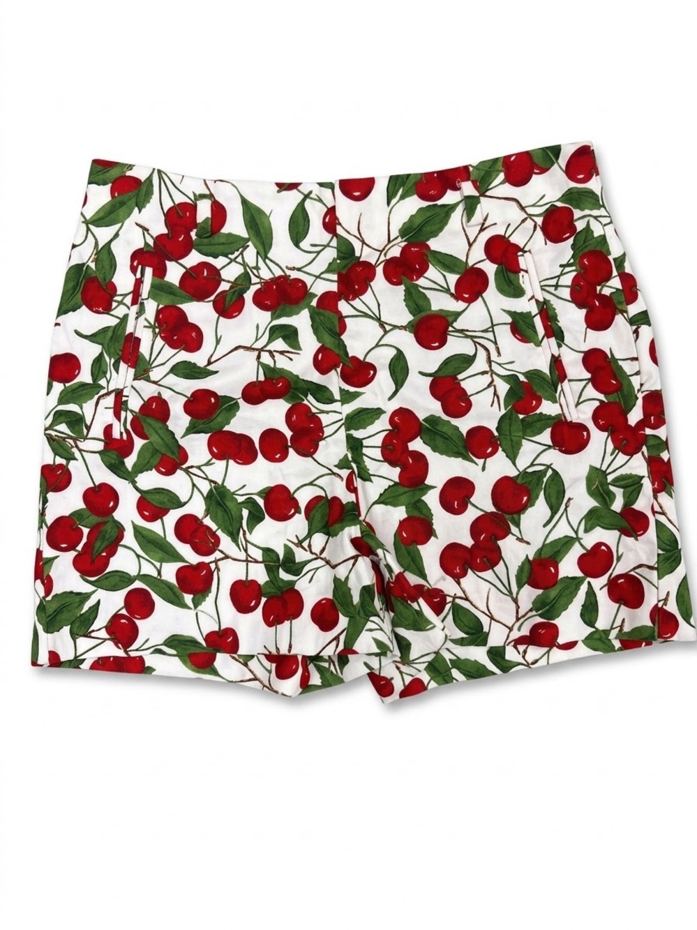 Pinup- High Waisted White w Cherry-Print Shorts - Picture 1 of 6
